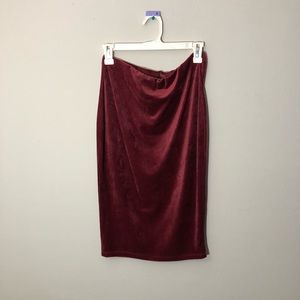 Suede Velvet Pencil Skirt